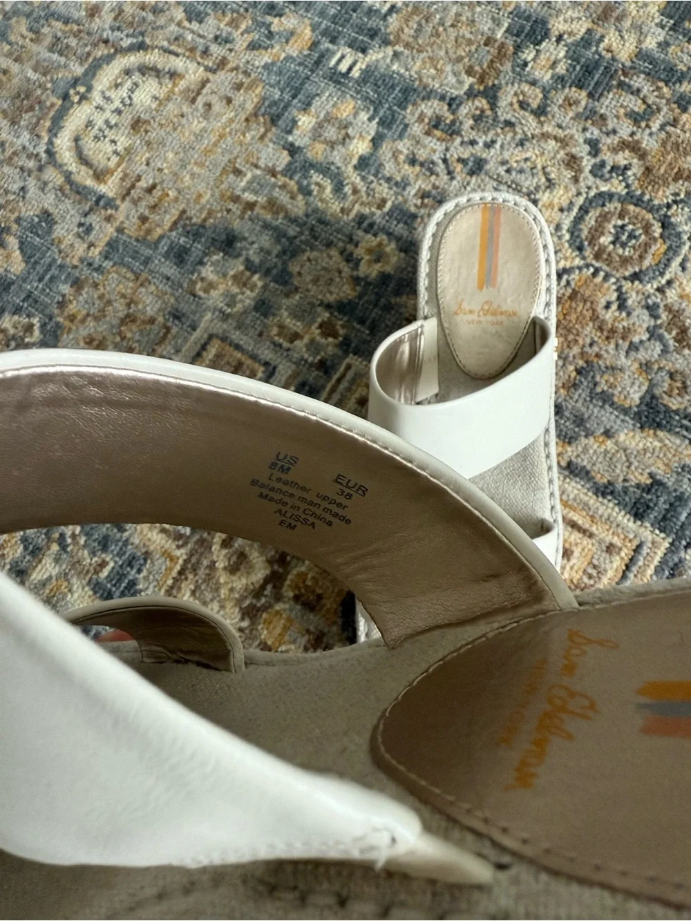 Sam Edelman White Double-Strap Cork Wedge Slide Sandals