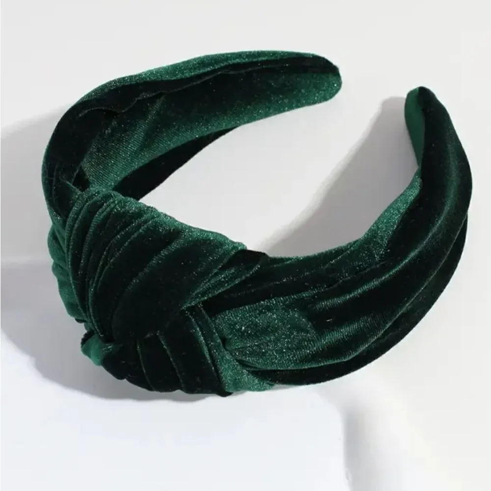 New Wide Green Velvet Top Knot Headband fall christmas Luxe Luxury