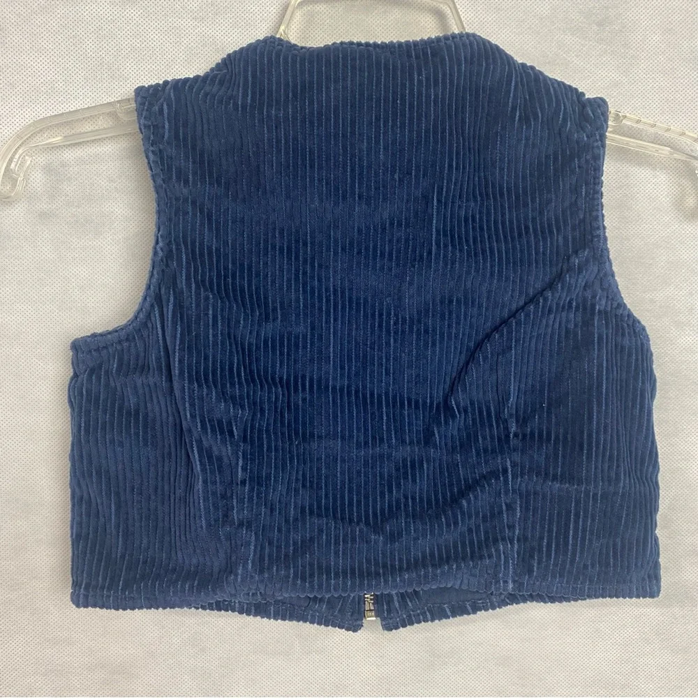 Vintage Arizona Jean Company Original Boys Sz 6/6X Corduroy Vest Blue Full Zip