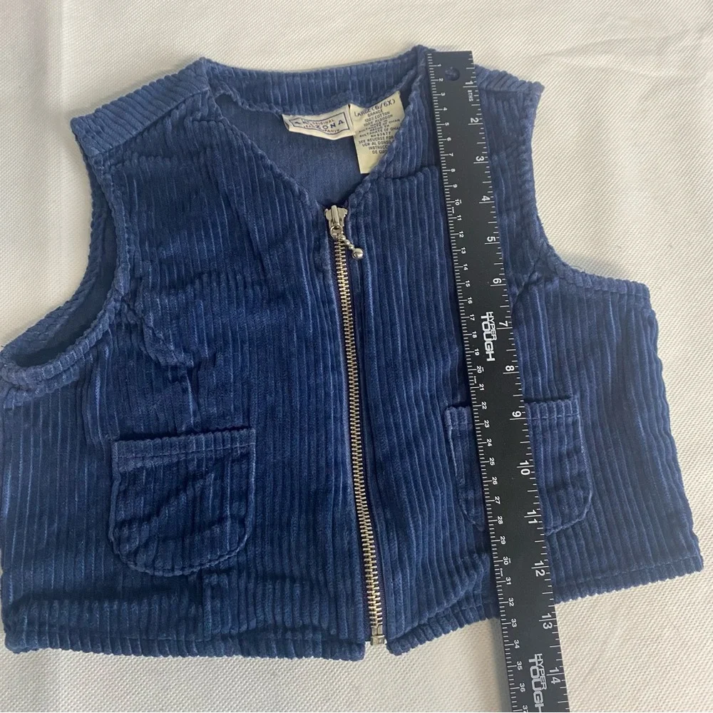 Vintage Arizona Jean Company Original Boys Sz 6/6X Corduroy Vest Blue Full Zip