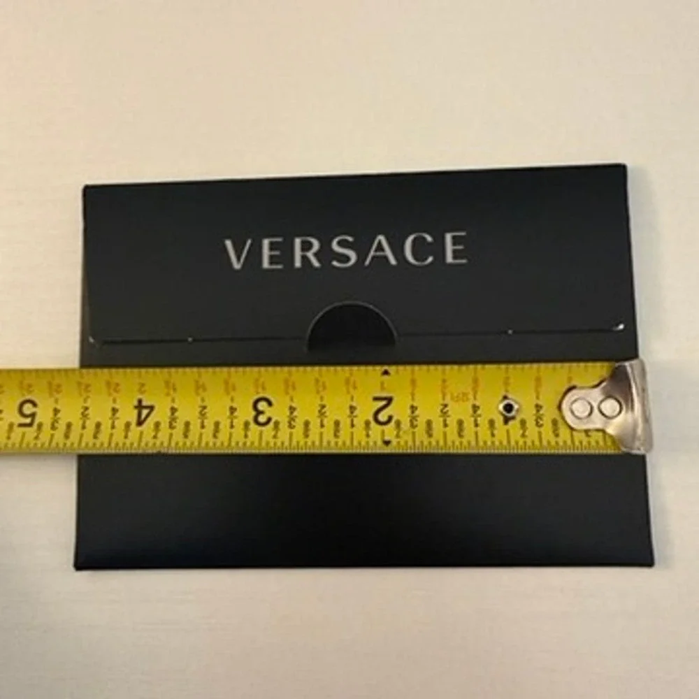 Versace Gift Envelope Card Holder Sleeve Black Silver Logo 3 x 4.5 in
