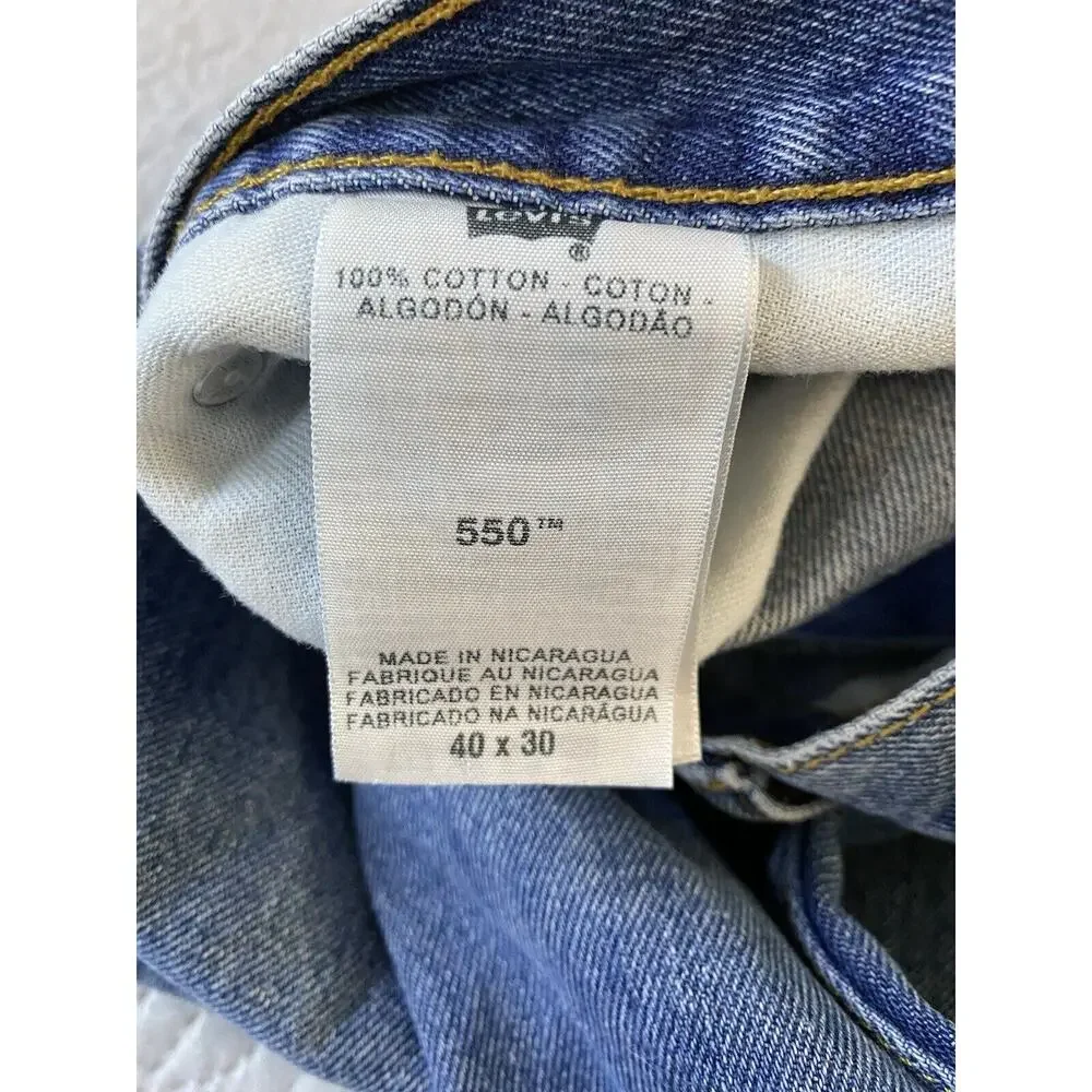 Mens Levis Sz 40 X 30 5 Pkt Straight 550 100% Cotton Medium Wash Denim Jeans