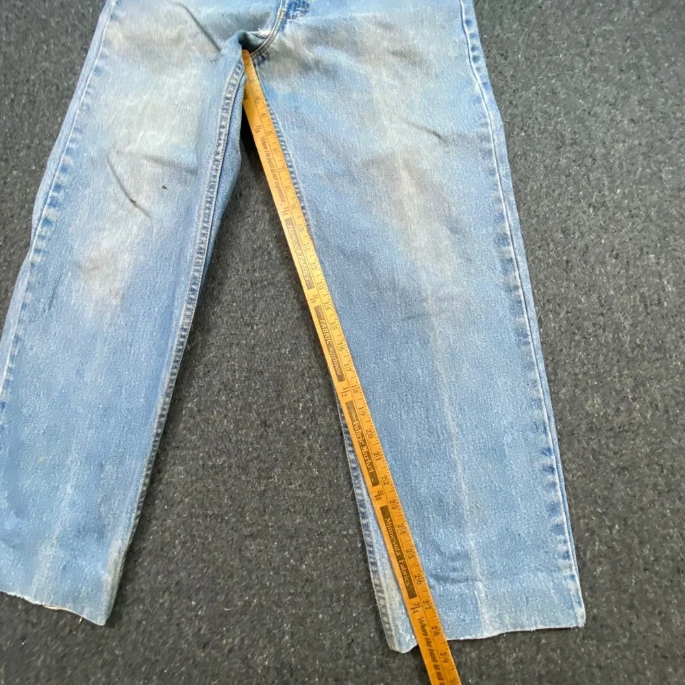 Levi 555 Relaxed Fit Straight Leg Jeans Sz 34 Mens Blue Skater Grunge Raw Hem