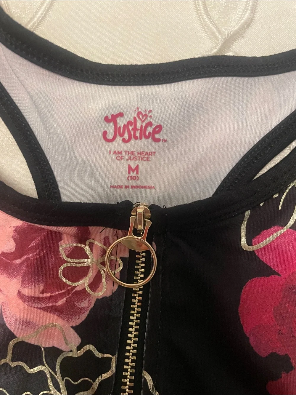 Justice black zip