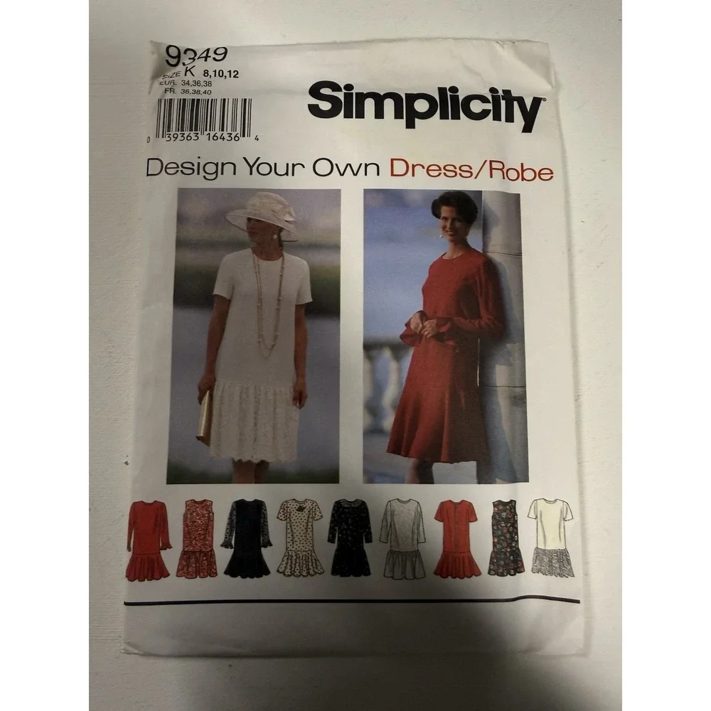 Vtg Simplicity 9352 Size 8, 10,‎ 12 Dress Pattern 1995 New Uncut