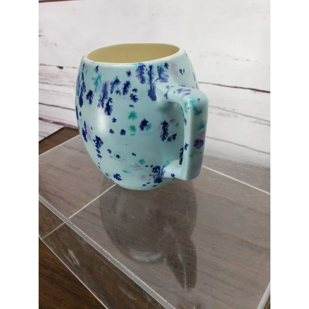 Vintage Retro 1972‎ Blue Splatter Paint Purple Turquoise Virginia Coffee Cup Mug