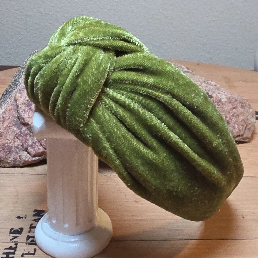 New Wide Green Velvet Top Knot Headband fall christmas Luxe Luxury