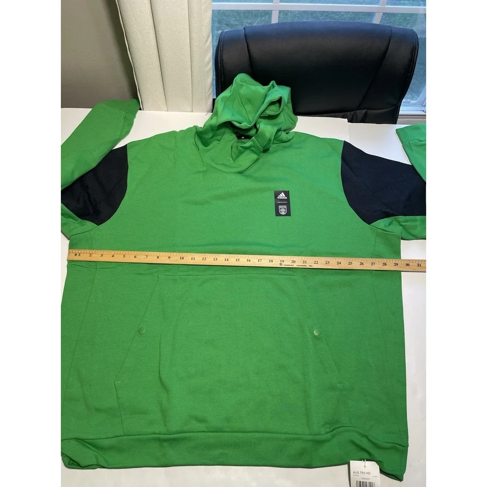Adidas Austin Football Club Men's Player Travel Pullover Hoodie Green 3XL NWT