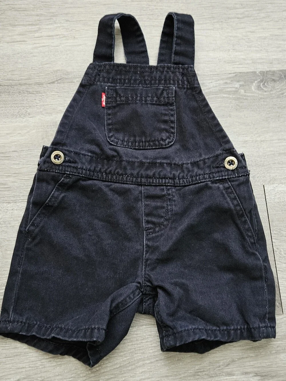 Levi's Infant Baby Black Denim Shortalls Size 12 Months