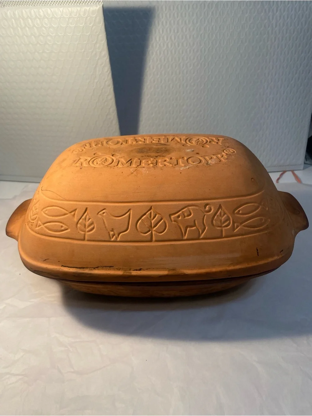 Vintage Romertopf terra-cotta clay Baker Bread / Roaster Pot