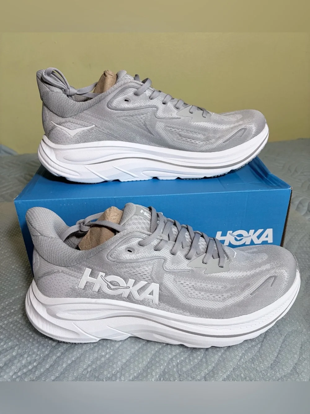 Hoka Light Gray & White Men's Running Sneakers