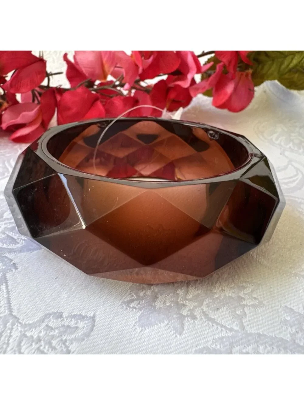 And Lovely Chunky Plum Brown Bracelet Acrylic Bangle 1.5
