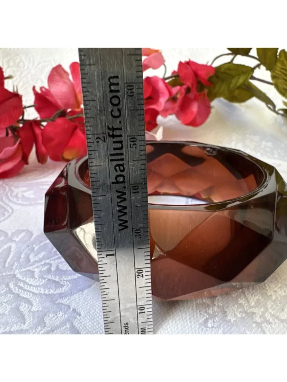 And Lovely Chunky Plum Brown Bracelet Acrylic Bangle 1.5