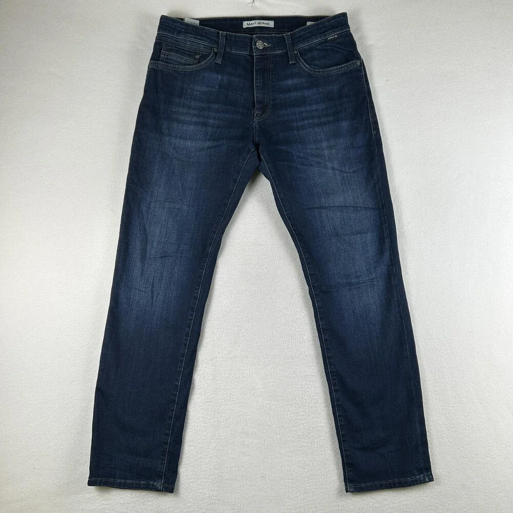 Mavi Marcus Jeans Mens 32x30 Medium Wash Blue Slim Straight Fit Stretch Denim