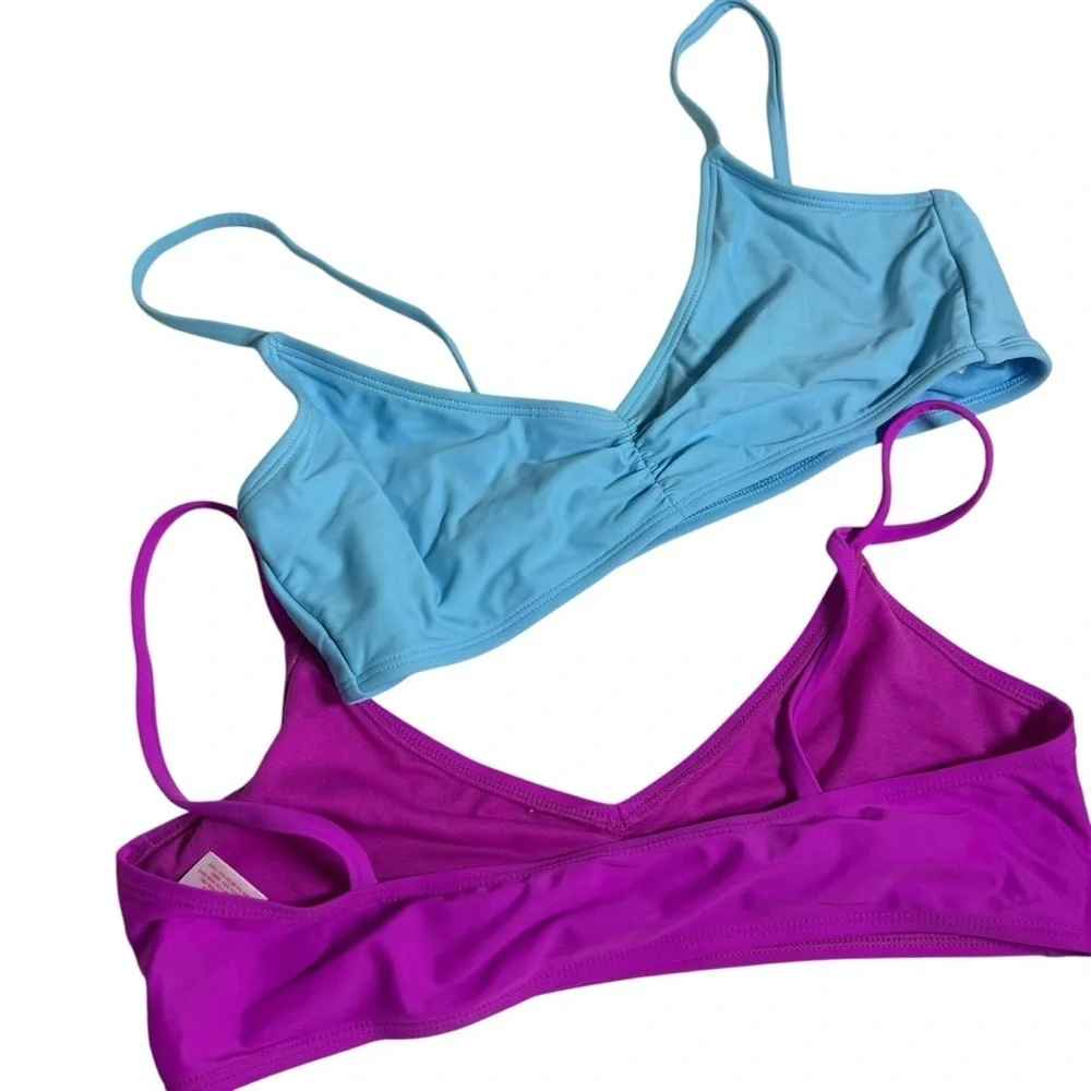 Lot of 2 Xhilaration Swimsuit Bikini Tops Blue/Pink Size Large
