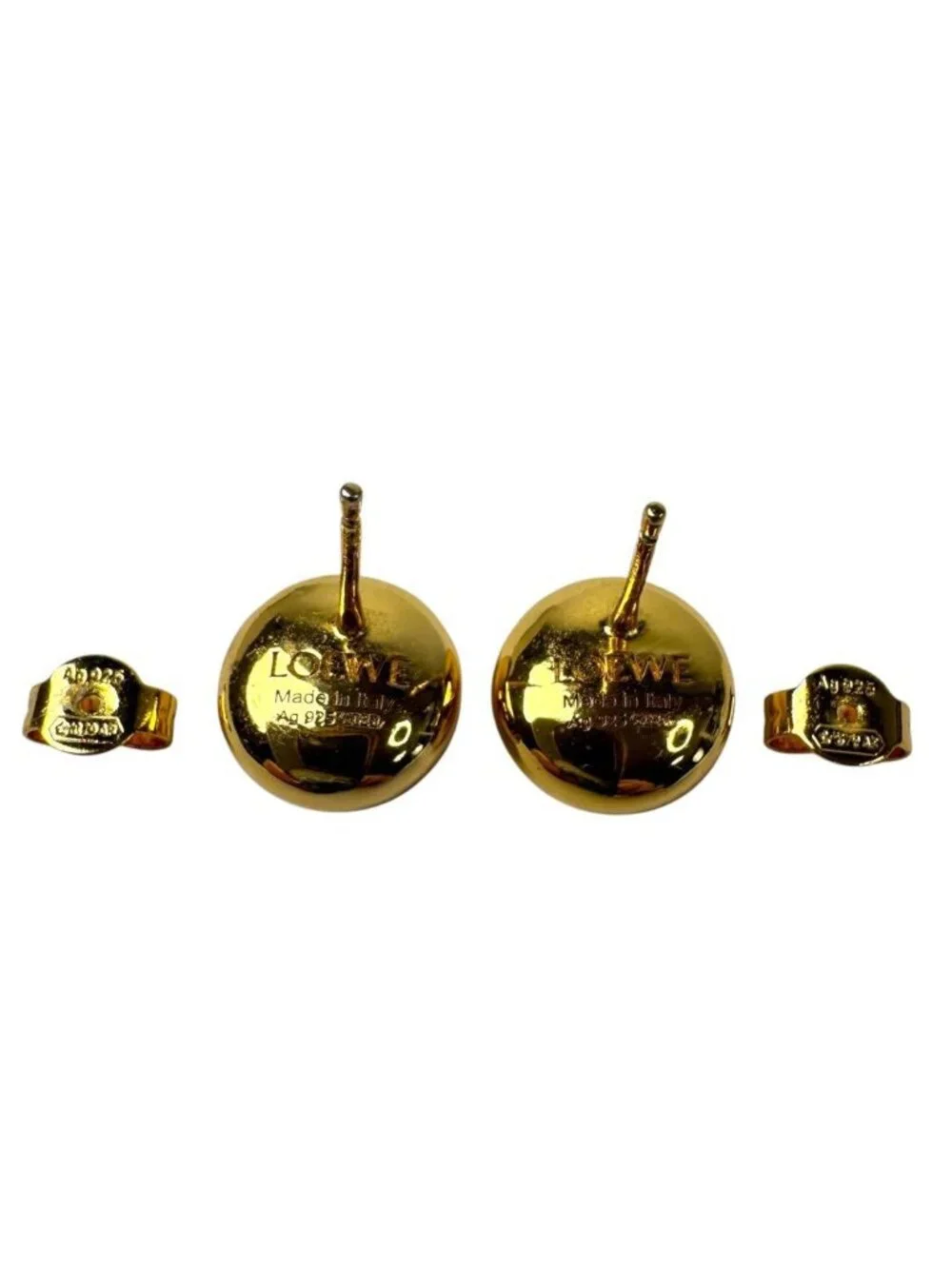 Loewe Anagram Pebble Stud Earrings Gold 925