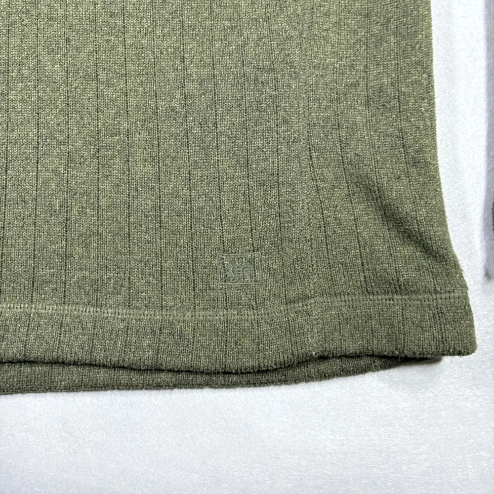 REI Co-op Mens Olive Green Ribbed Snap Neck Pullover Sweater Size Small