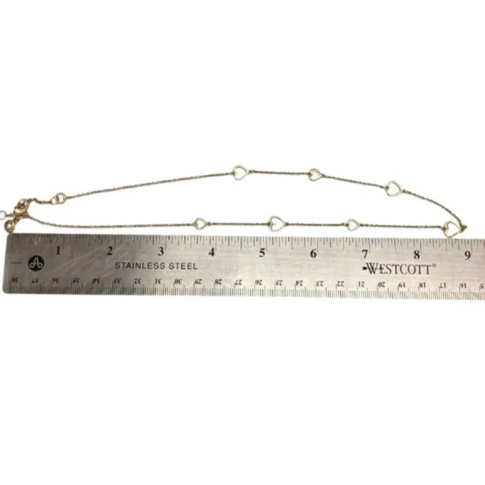 J.Crew Heart Station Necklace Gold Tone Chain Enamel Pastel Pink Green Long