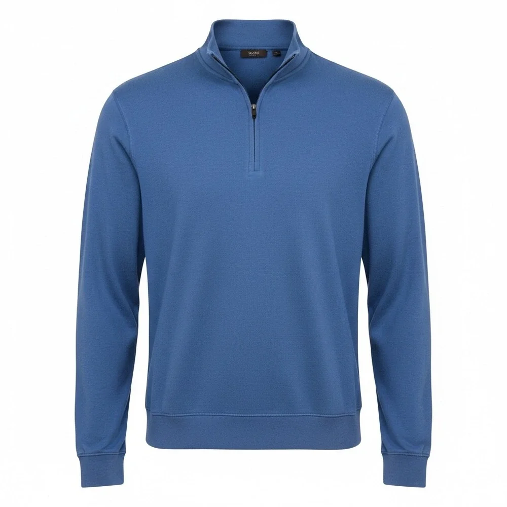 Dunning Mens XXL Blue 100% Pima‎ Cotton Quarter Zip Golf Pullover Sweatshirt