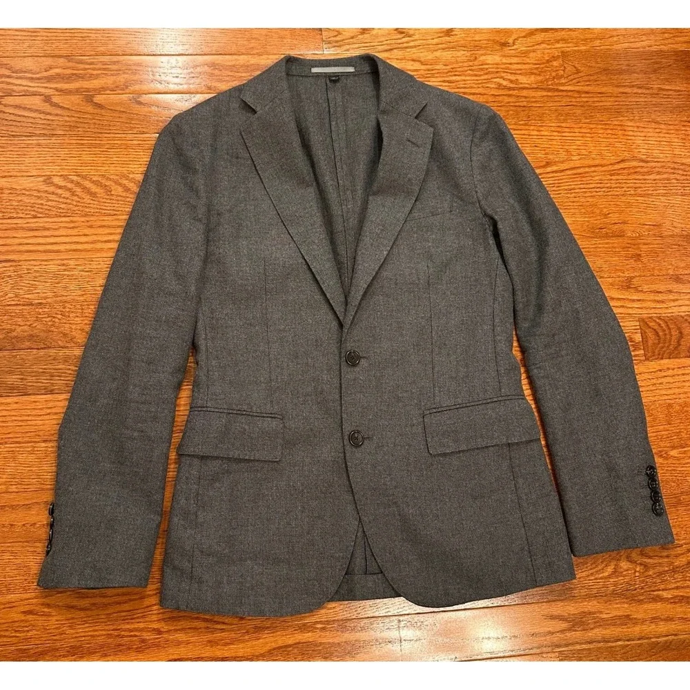 J.Crew Ludlow Blazer Mens 34S Slim‎ Gray Moon Worsted Wool Cotton Unstructured