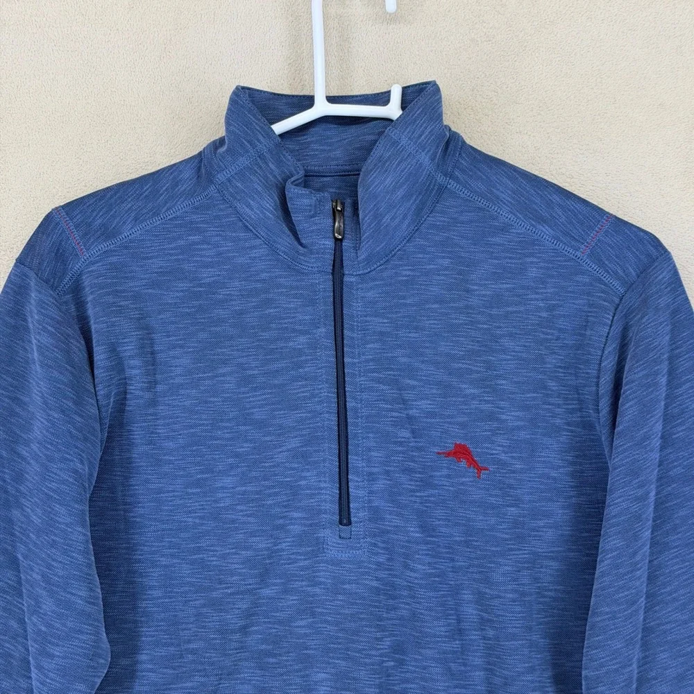 Tommy Bahama Via Del Mar Half Zip Pullover Men's M‎ Ocean Deep Heather Blue