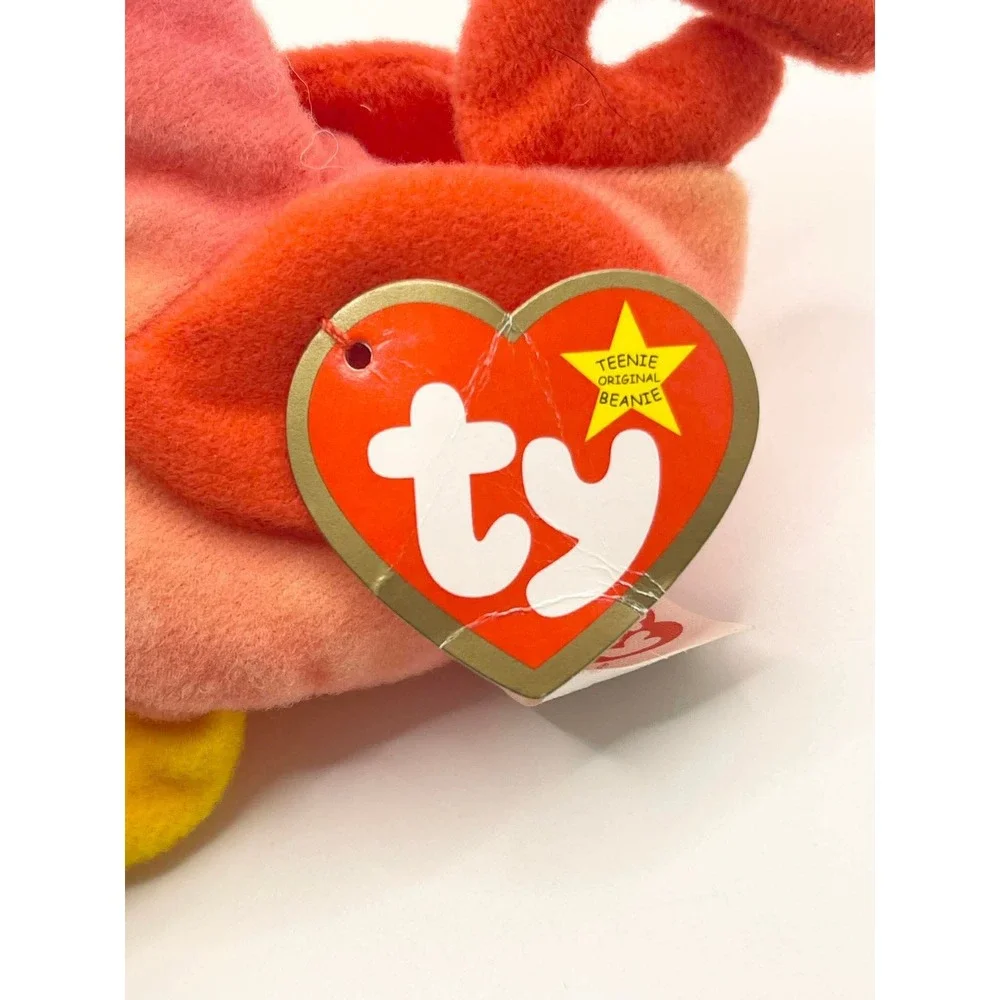 Ty Teenie Beanie Babies Strut the Rooster Pink Orange Plush Toy 1993‎ Vintage