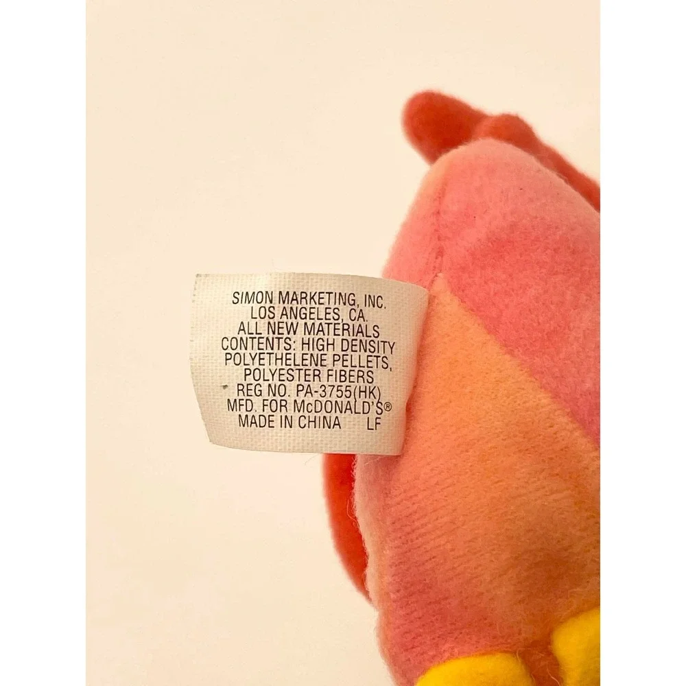 Ty Teenie Beanie Babies Strut the Rooster Pink Orange Plush Toy 1993‎ Vintage