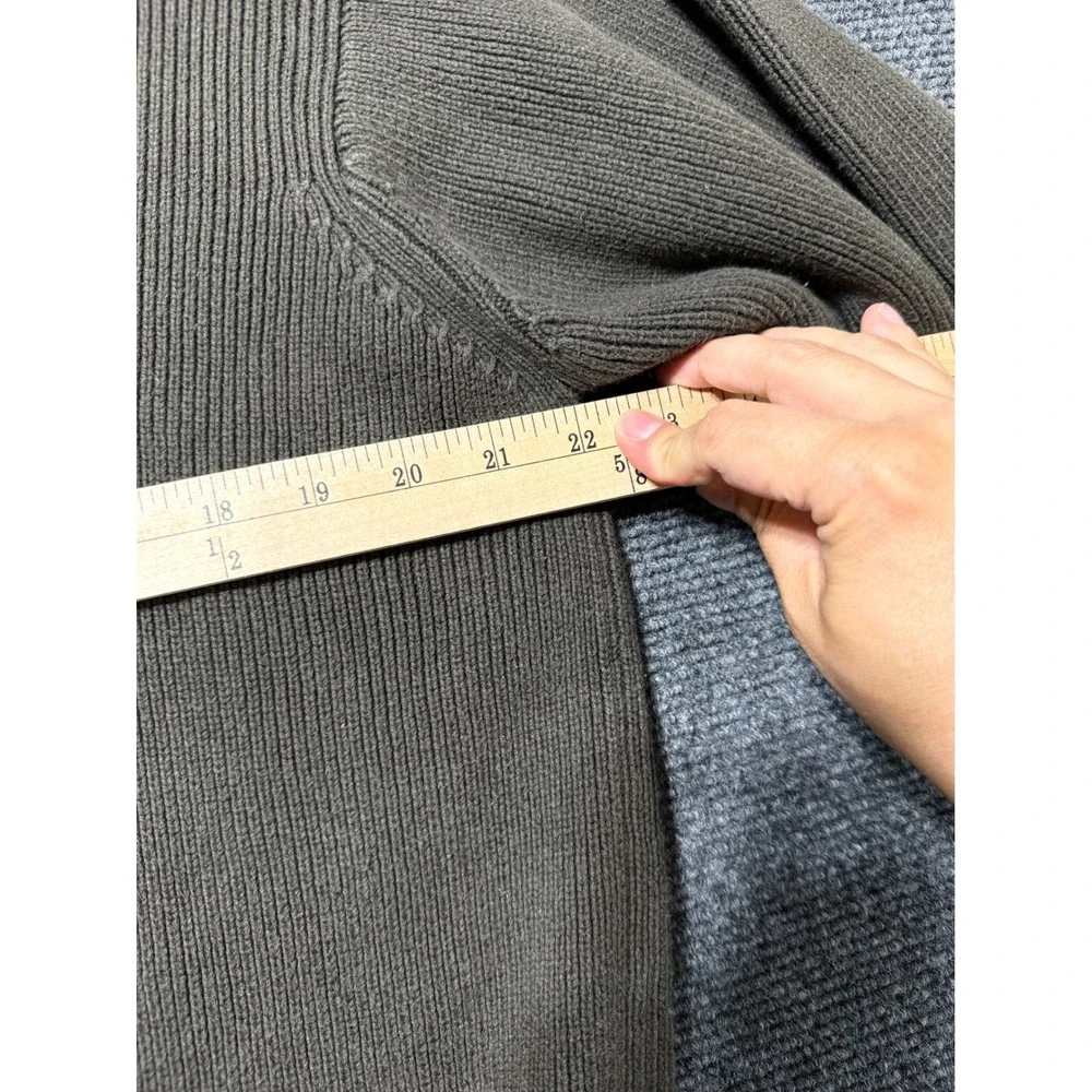 LL‎ Bean Quarter Zip Sweater Mens LG Gray Excellent Ribbed Cotton