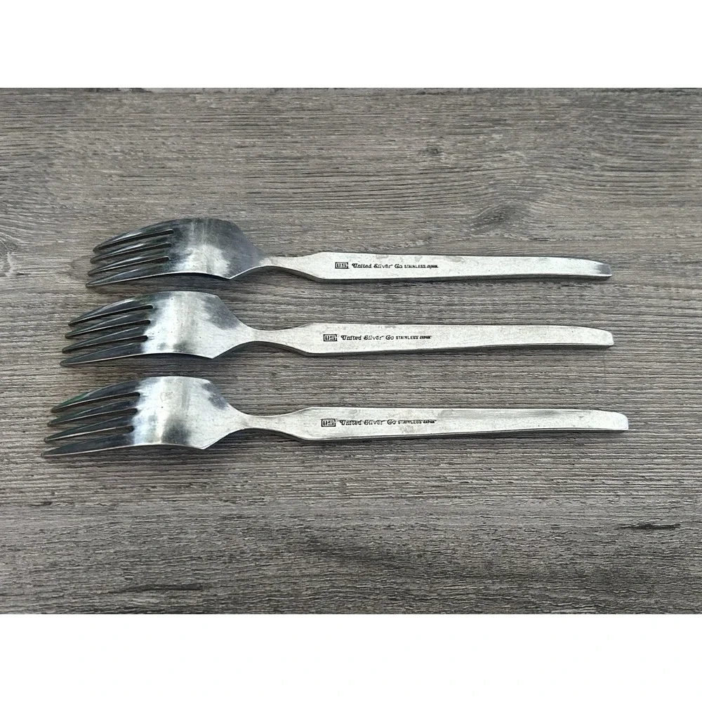 Vintage MCM United‎ Silver Cordova Dinner Forks Stainless Steel Japan Set of 3