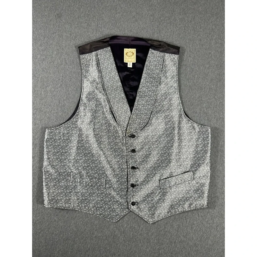 Wah Maker Frontier Clothing Silver Patterned‎ Vest Made In USA Size XL