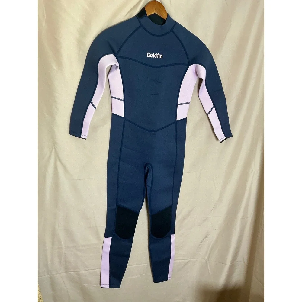 Goldfin‎ Wetsuit Kids Size 14 Navy Lavender Excellent 3mm Neoprene Full Body Zip