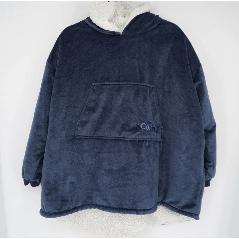 The Comfy Original Oversized Wearable Blanket Hoodie Blue Sherpa Lined KIDS‎