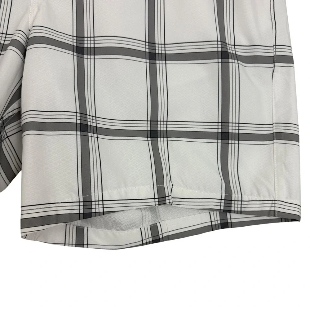 Quiksilver Hybrid Shorts Mens 36 White Plaid‎ Amphibians Board Shorts Stretch