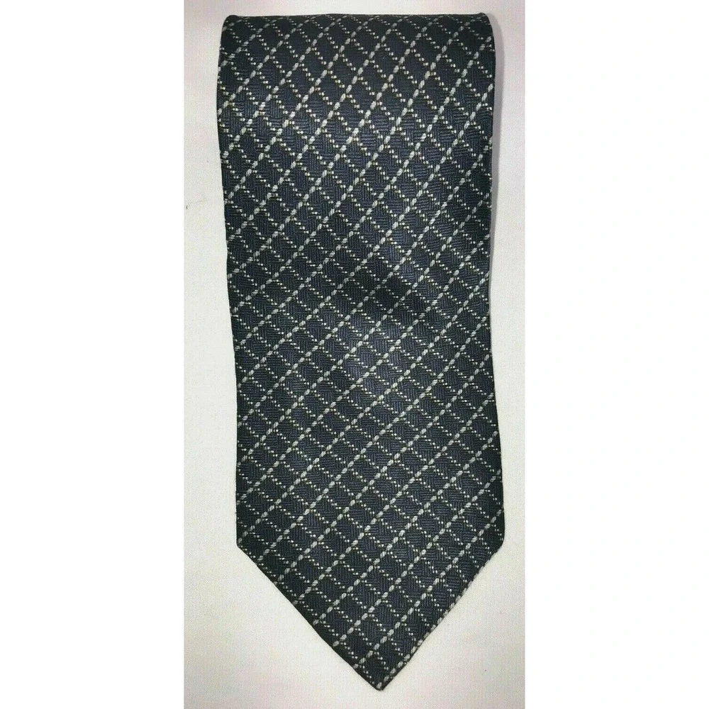 NOS NEO Bill Blass Navy with Gold Diamond Pattern 100% Silk Neck‎ Tie 58