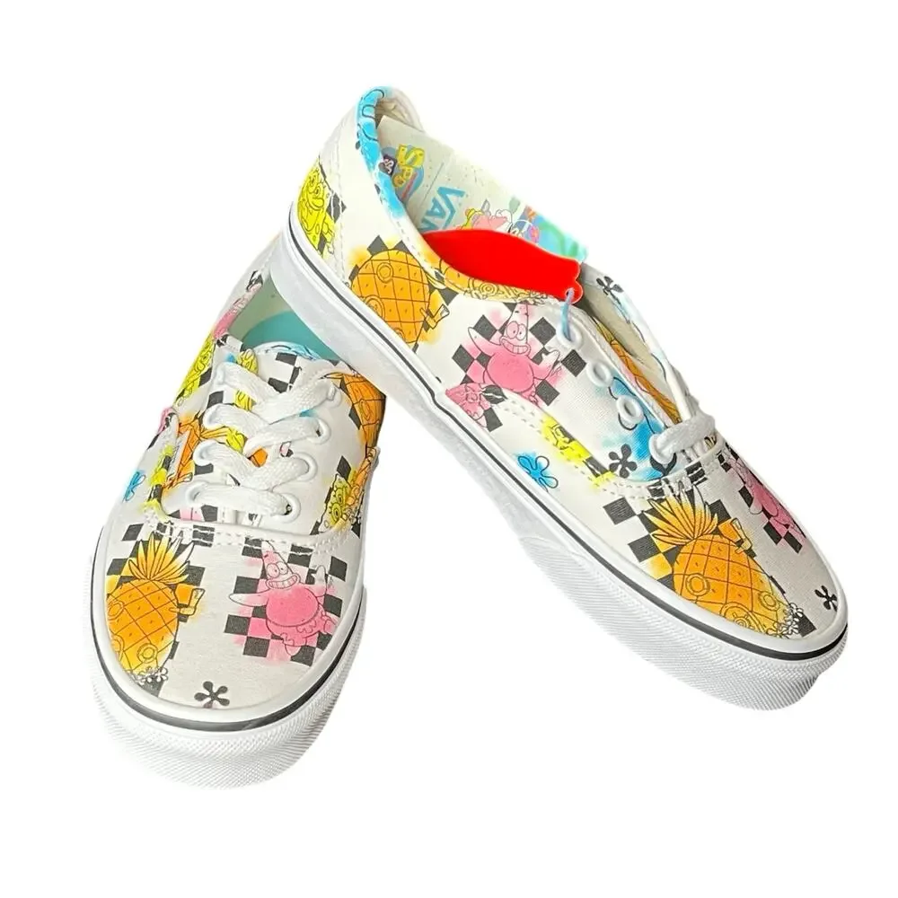 Vans Authentic‎ SpongeBob SquarePants White Checkerboard Airbrush Sneakers sz 6