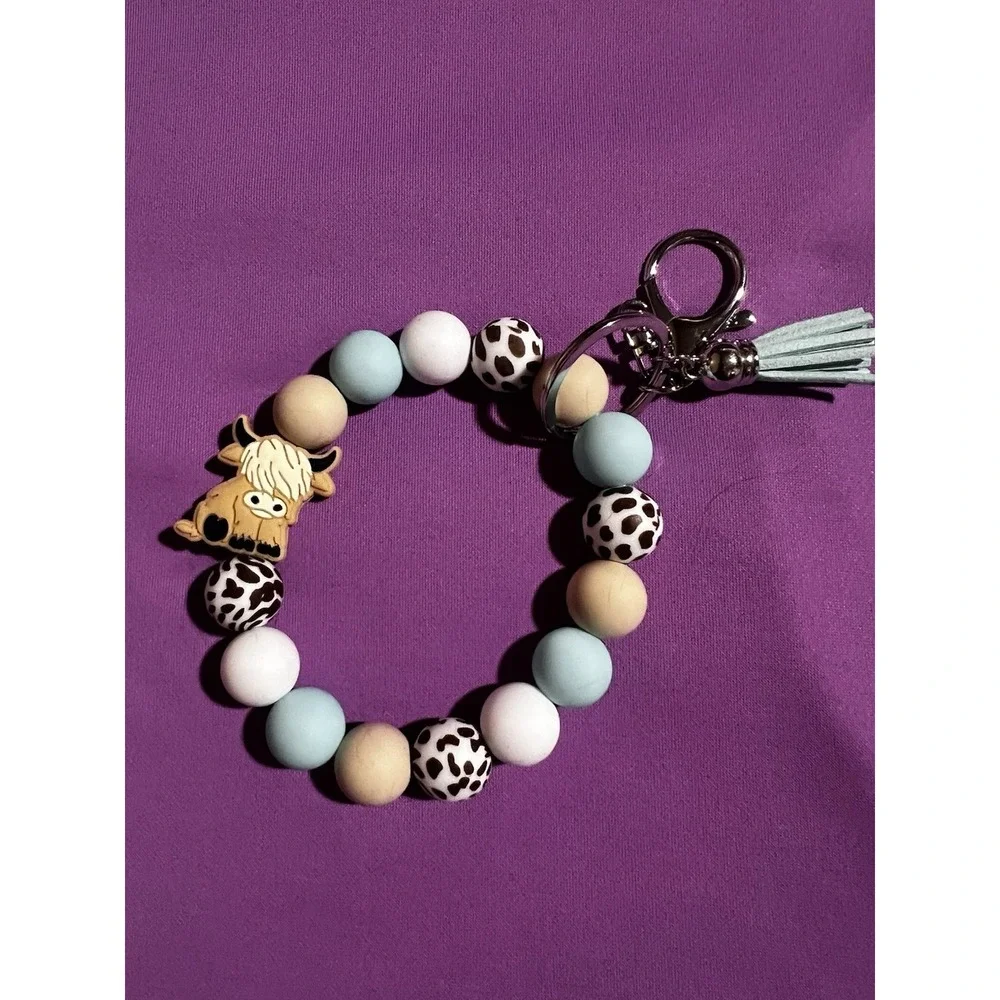 HIGHLAND COW SILICONE WRISTLET‎ FOR KEYCHAIN/PHONE/PURSE/WALLET/BACKPACK