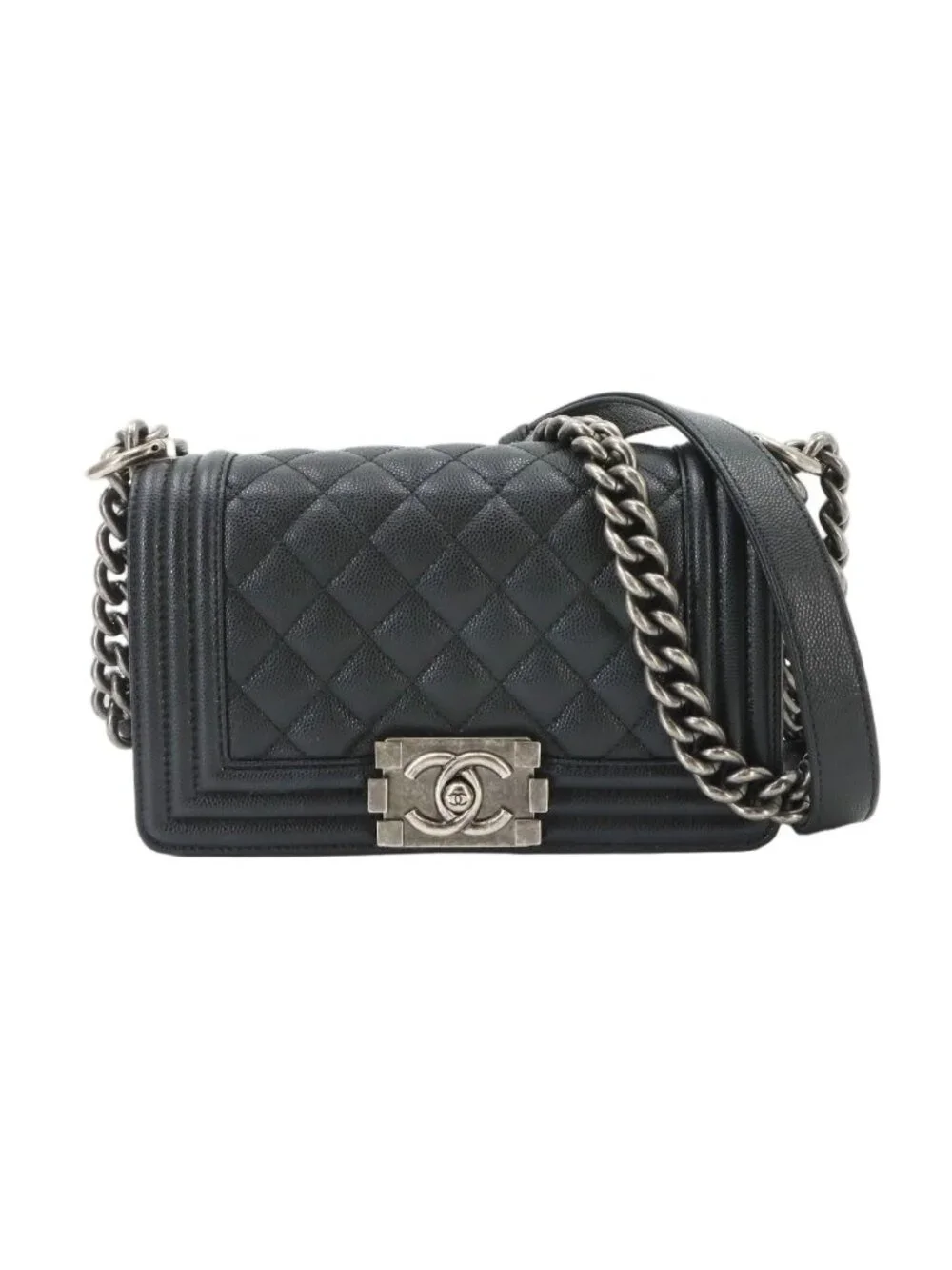 Chanel Boy Small Chain Shoulder Bag Caviar Leather Black