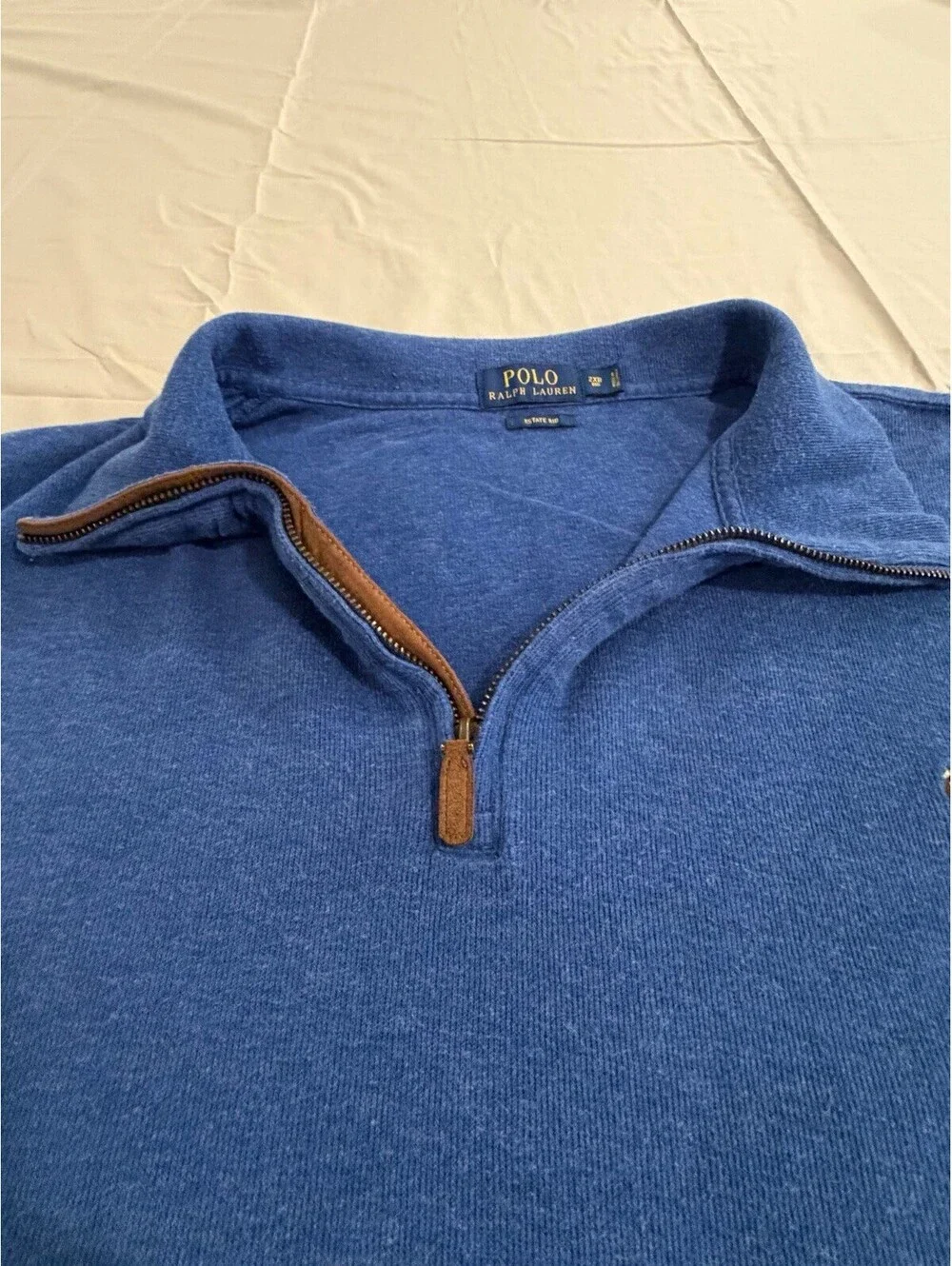 Polo Ralph Lauren Estate Rib 1/4 Zip Pullover Mens 2XB Big Blue Pony Sweater