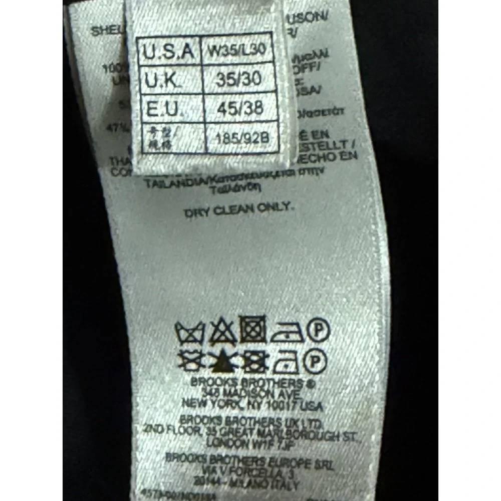Brooks Brothers Madison Dress Pants Mens 35x29 Black Flat Front