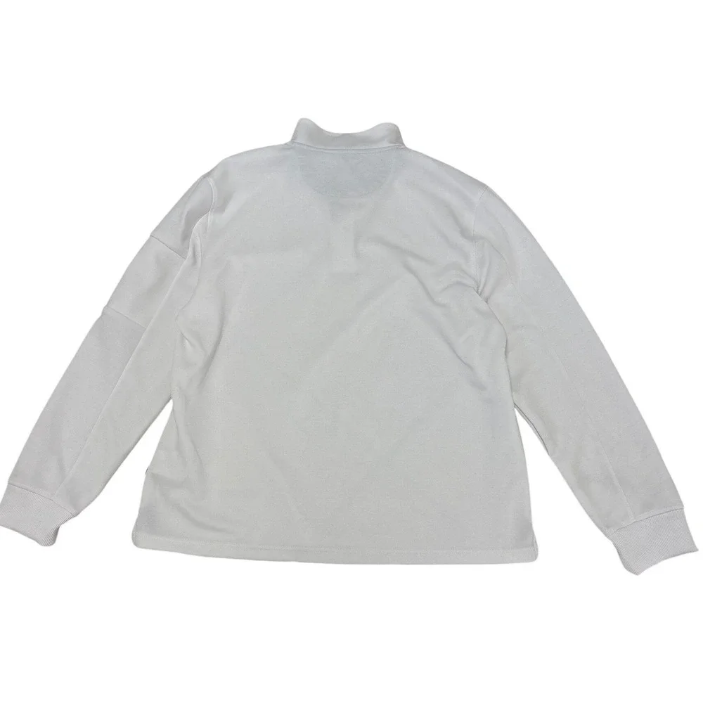 DKNY Sport Mens White Quarter Zip Pullover Sweater XL Zipper Sleeve Pocket