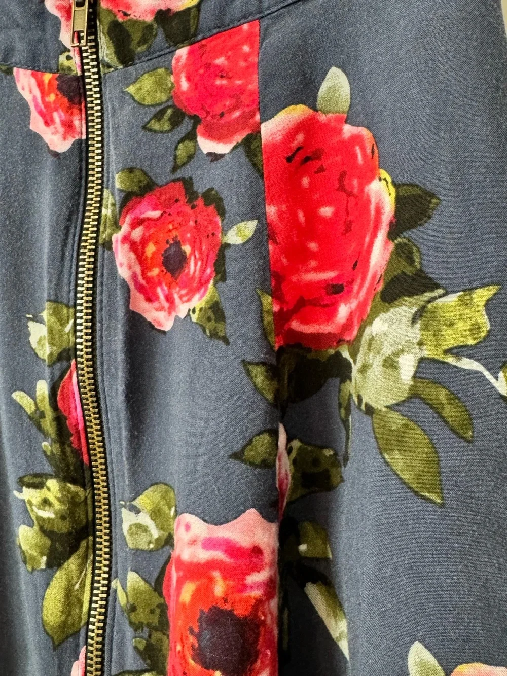 Floral Skater Skirt XS Blue Rose Zip Front Mini UO Y2K