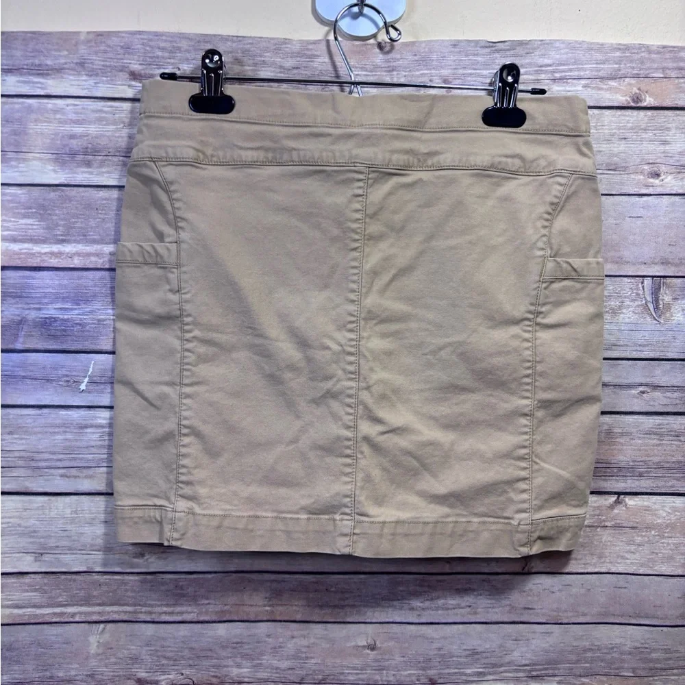 Toad & Co Earthworks Button Front Above Knee Skirt Pockets Khaki Gorp Size 4