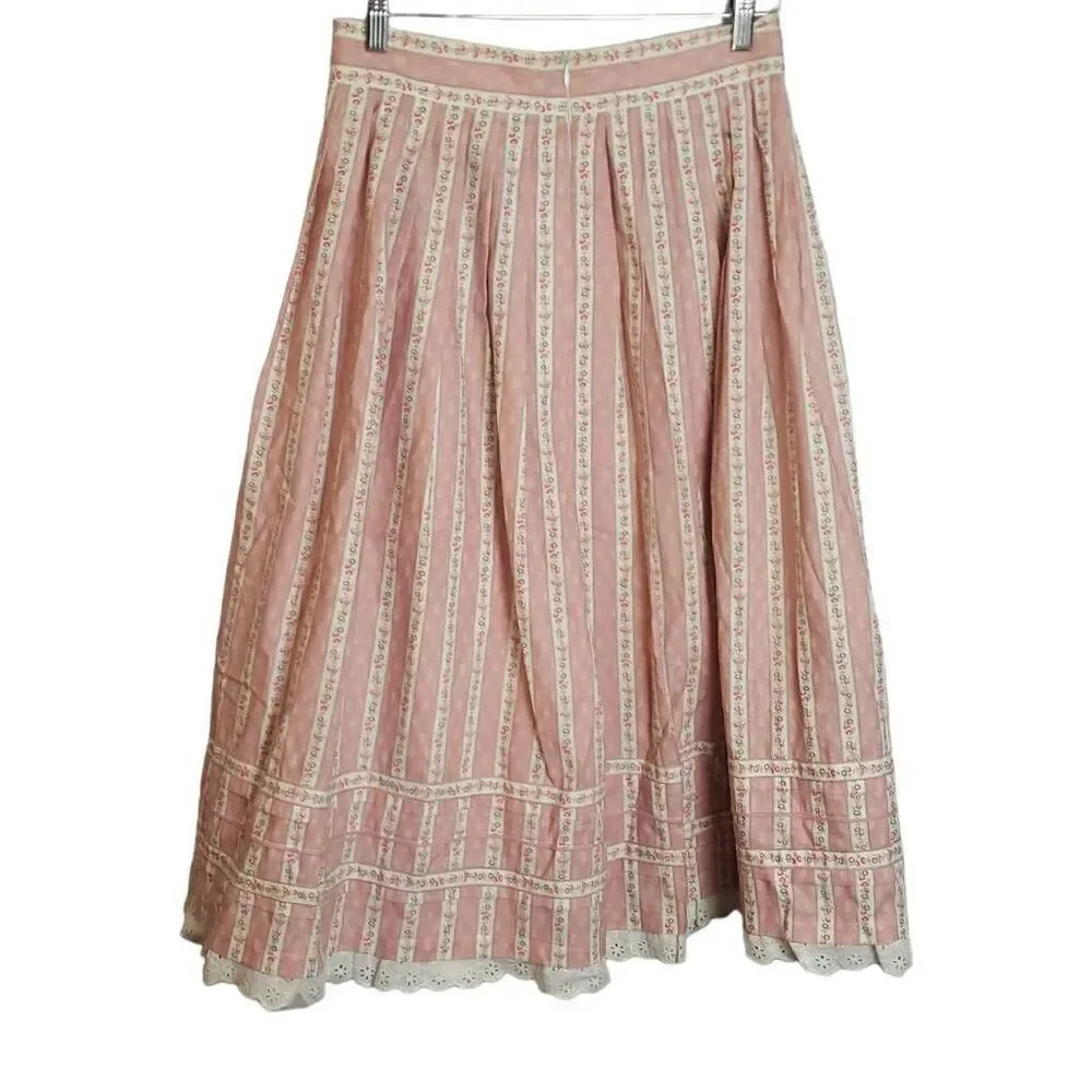 Vintage Enzian Trachter Floral‎ Pink Skirt  Made in Germany
