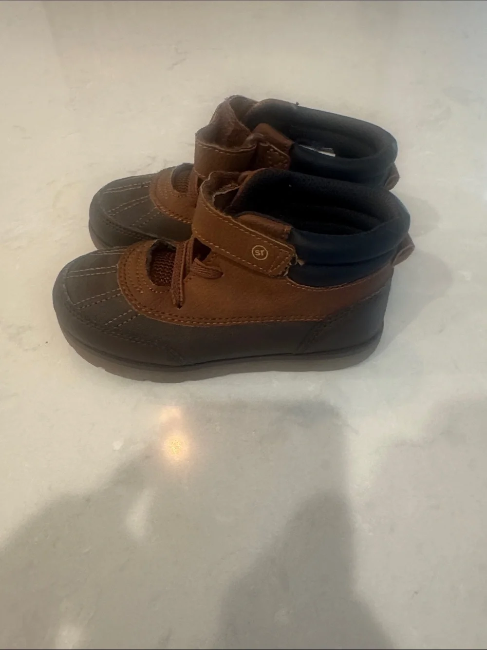 Stride Rite Brown and Black Kids Waterproof Snow Boots with Strap Size 9M