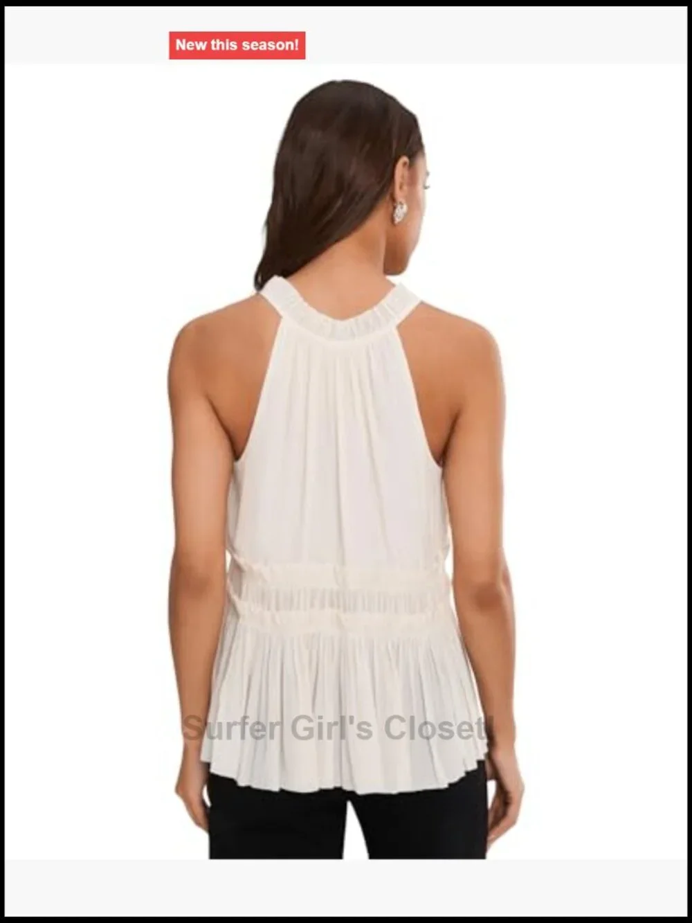 Sleeveless Ruffled Woven Top V-Neck 100% Polyester