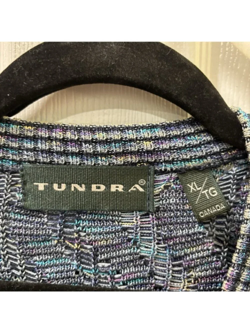 Tundra 3D Knit Blue Sweater Vintage Size Men  XL Made In Canada
