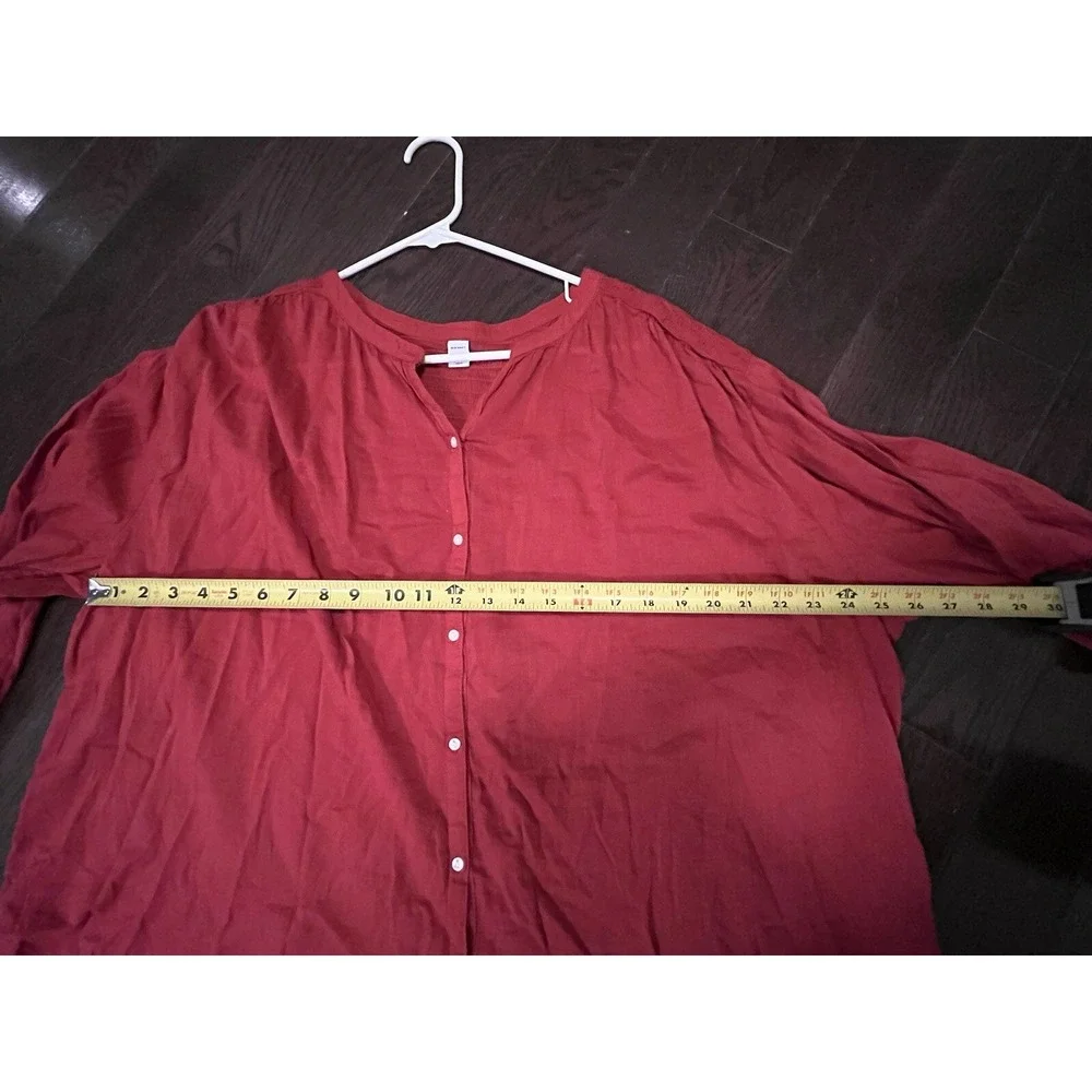 Old Navy Women's Oversized Smocked-Yoke Shirt Red XXL