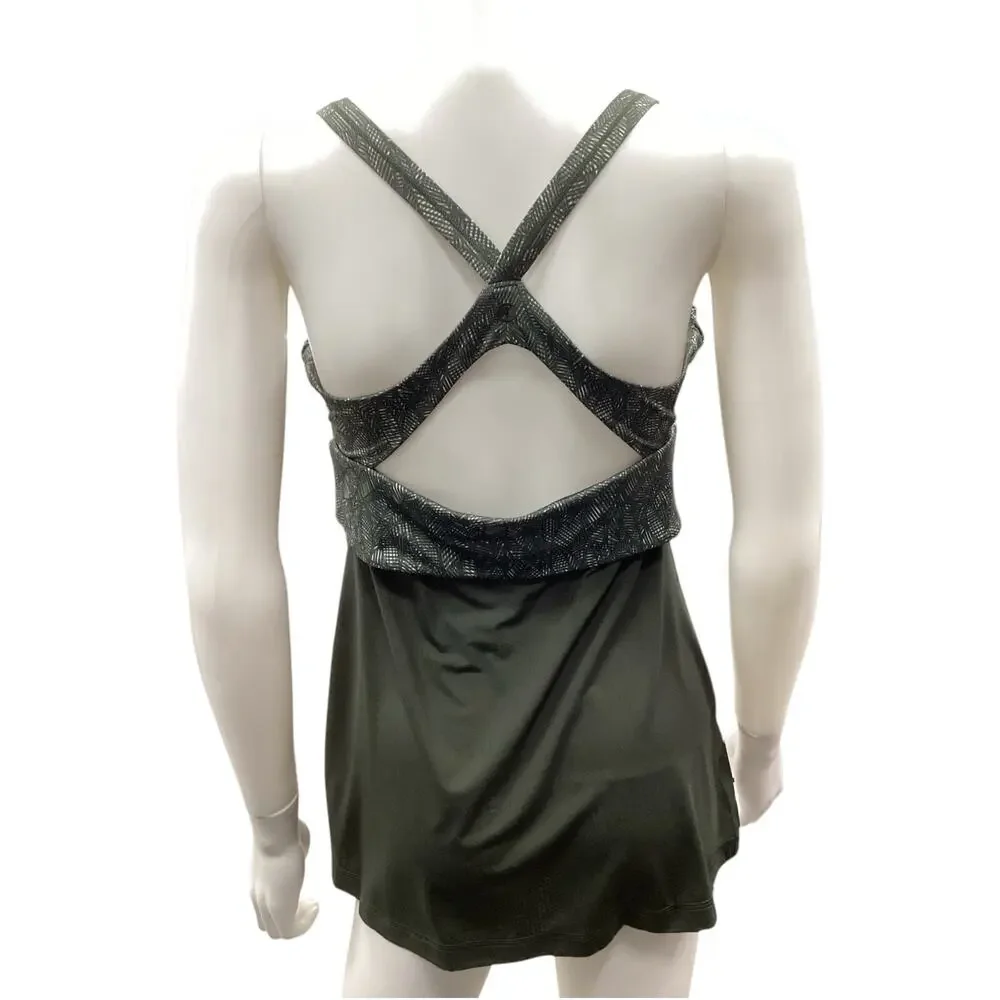 Lululemon Women’s Sport Top With Bra Size 12 Yoga/ Running Top Dark Green