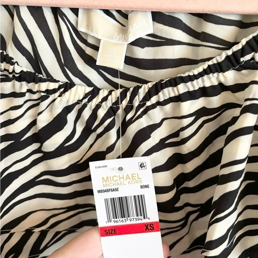 Michael Michael Kors tiger ruffle animal print top size XS new