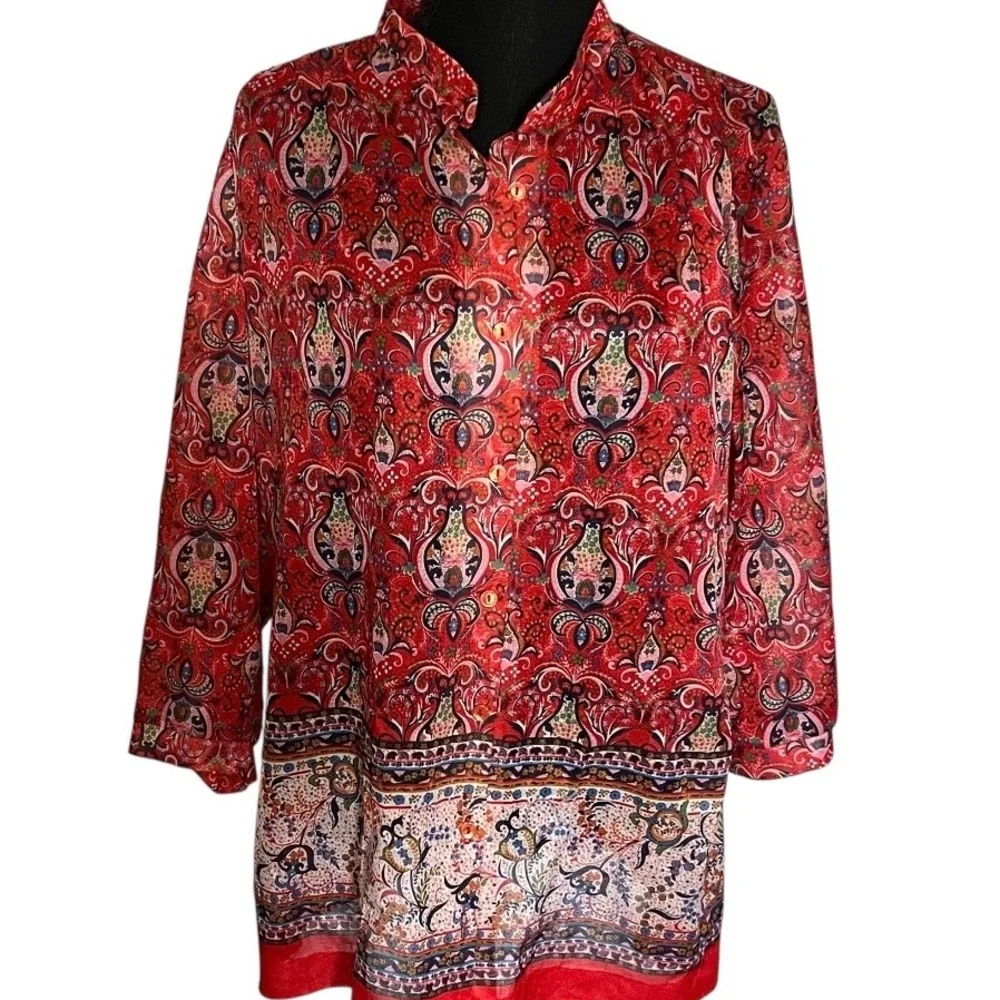 Vintage 70-80s Lady Winn California by Teddi Blouse Womens Floral Sz 42 Boho